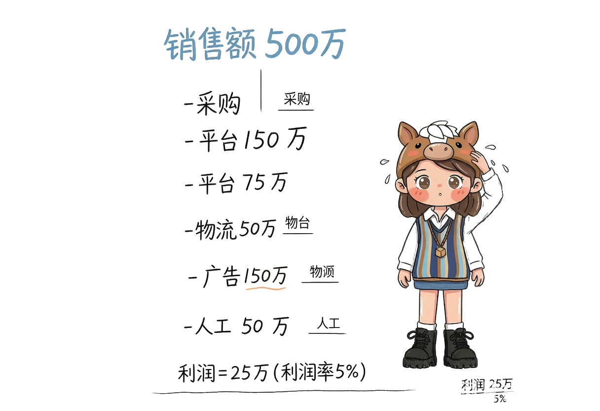 500万销售额拆解：仅剩5%利润率