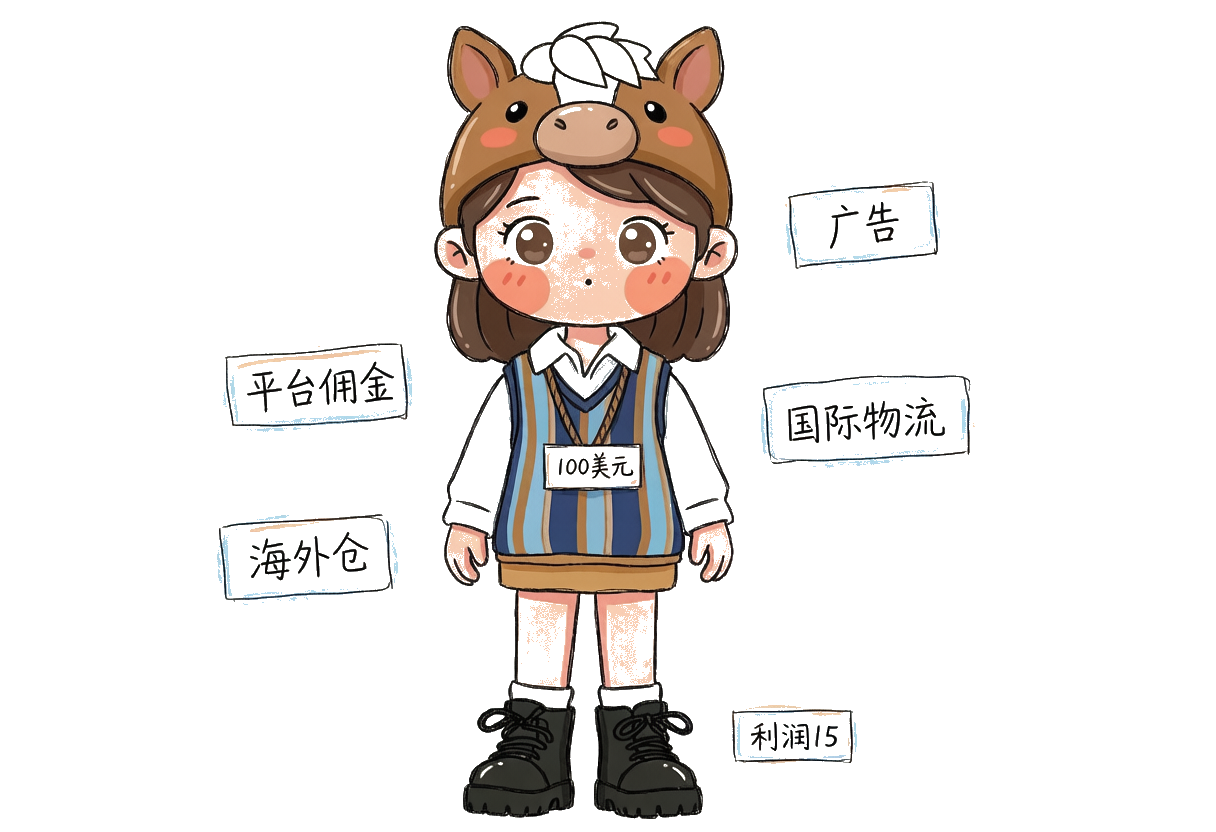 一笔100美元的跨境订单，被平台佣金、广告、物流、海外仓、售后层层扣除，最后只剩一点利润
