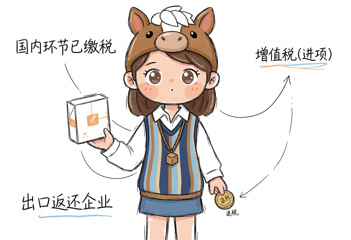 gimi：国内环节已缴的增值税，在出口后按政策返还给企业