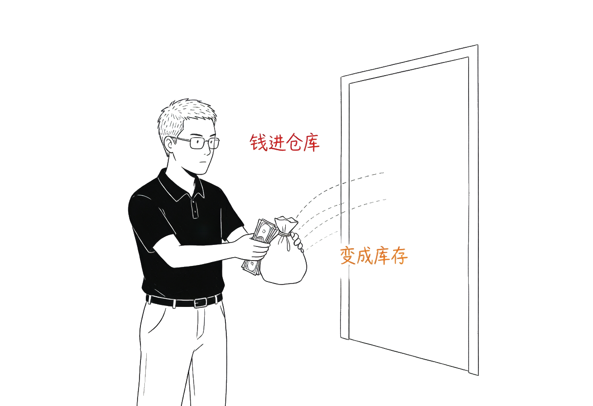 钱被推进仓库门，就不再是流动的资金，而是一堆等待变现的库存