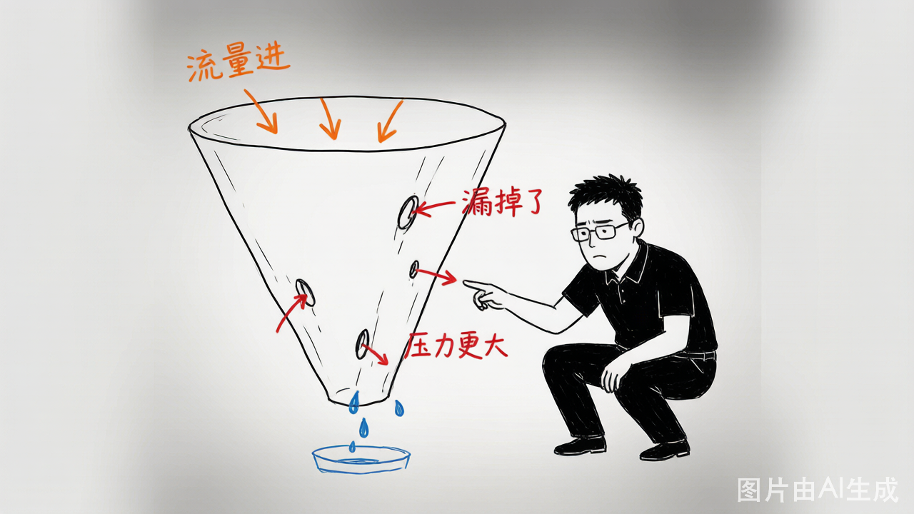 营业额的水拼命往漏斗里灌，漏斗却在漏水，钱没留在兜里