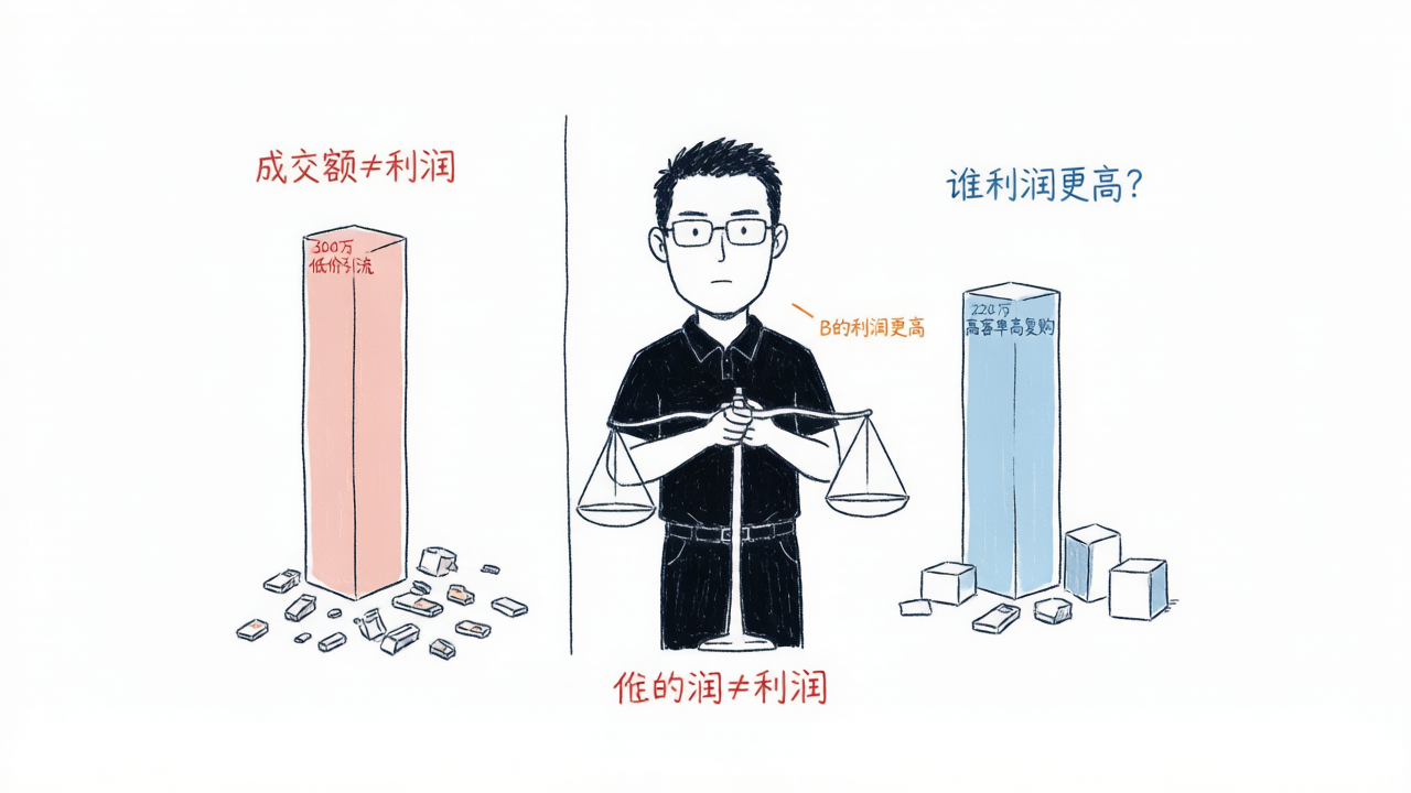 咨询师A成交300万全是低价引流，咨询师B成交220万高客单高复购——谁的利润更高？