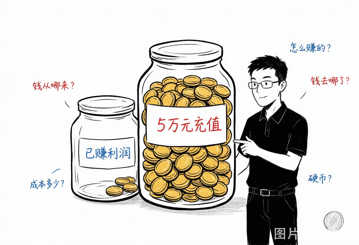 充值到账的错觉：5万元进了账户，不等于赚了5万元
